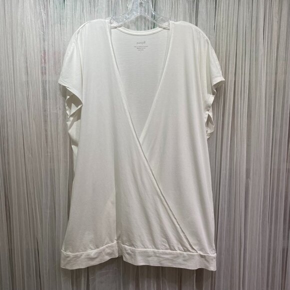 Pure Jill Surplice Pullover Women's Large 100% Pima Cotton White J Jill - Picture 1 of 11